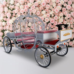 Chariot à bonbons personnalisé en métal rose de haute qualité, en forme de calèche de princesse citrouille électrique, véhicule de présentation pour mariages et fêtes en extérieur, vente en gros - Product Image 1