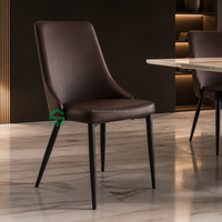 Chaise de salle à manger ergonomique moderne en promotion, pieds en métal, revêtement PU, pour la maison, le bureau ou l'appartement
