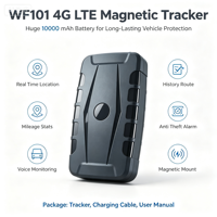 Traceur GPS magnétique 4G pour moto WF101, localisateur antivol en temps réel avec surveillance vocale
