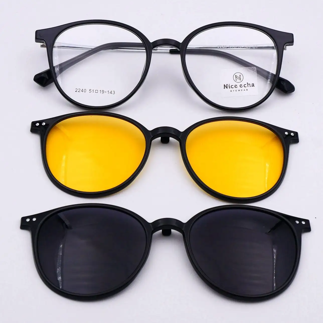 Hot Sale Product Catalog 2 in 1 Magnet Clip On Glasses Frame Polarized Sunglasses Eyeglasses ECHA Wholesale Custom List