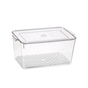 Organisateur de réfrigérateur, boîte de rangement en plastique, <span class=keywords><strong>bac</strong></span>, casiers de rangement de réfrigérateur, avec poignée et planche d'égouttage, vente en gros, livraison gratuite - Product Image 1