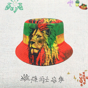 Landfond Outdoor pescatore cappello a secchiello doppio lato stile <span class=keywords><strong>leone</strong></span> <span class=keywords><strong>Rasta</strong></span> con stampa <span class=keywords><strong>di</strong></span> cartoni animati Denim & flanella Terry per la pesca - Product Image 3