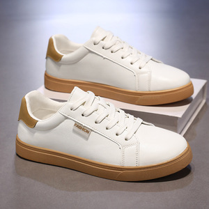 Baskets de sport tendance pour hommes en cuir véritable respirant à lacets – Idéales pour l'hiver et toutes les saisons, style décontracté et skateboard - Product Image 1