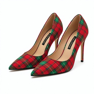 Chaussures à talons aiguilles écossaises à carreaux pour femmes – Élégantes chaussures à talons hauts pour mariage et soirée – Vente en gros - Product Image 1