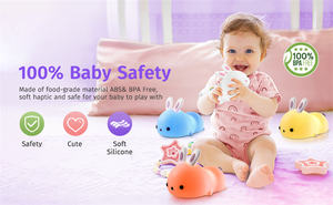 Veilleuse en silicone en forme de lapin mignon à lumière douce avec contrôle tactile, alimentation par prise et USB, 7 couleurs pour la chambre de bébé - Product Image 5