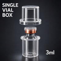 Boîte d'emballage personnalisée en plastique PET, 3 ml, 1 pièce, support de flacon en plastique stérile, emballage rectangulaire transparent pour le stockage des peptides