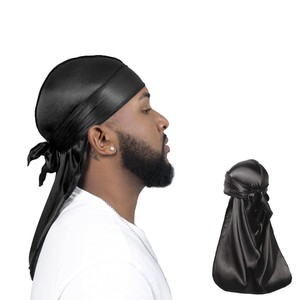 <span class=keywords><strong>Bandana</strong></span> soyeux personnalisé couleur unie Satin Durags vagues avec longue queue musulman écharpe casquette <span class=keywords><strong>Pirate</strong></span> chapeau pour hommes soie - Product Image 1