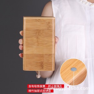 Wooden Jewelry <b>Box</b> With Drawer For Bracelet Lipstick <b>Makeup</b> Storage Organizer Gift Packaging <b>Box</b> Natural Bamboo Material - Product Image 3