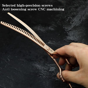 Forbici Professionali per Toelettatura Animali con Bordo Curvo a Lisca di Pesce 7.5\", Strumento per Rifinitura Fine, Sfoltimento e Tosatura di Teddy e Pomerania - Product Image 5