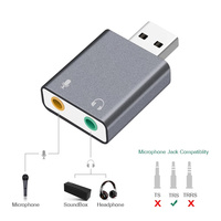 Tarjeta de sonido 3D virtual de 7,1 canales Interfaz de controlador USB Tarjeta de sonido de audio externa 3,5mm