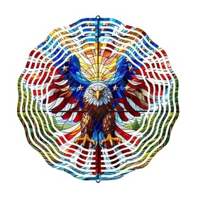 Molino de Viento Acrílico Patriótico con Diseño de Águila y Árbol de la Vida, Adorno Colgante Único para Exteriores, Montado en Pared, 20 cm de Diámetro, para Patio, Jardín, Granja - Product Image 5