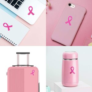 สติกเกอร์ริบบิ้นสีชมพู PVC ขนาด 4x5 ซม. แบบติดเอง พิมพ์ลายไดคัท สำหรับกิจกรรมส่งเสริมการขาย - Product Image 3