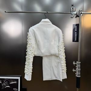 Traje de Noche de Pana <span class=keywords><strong>para</strong></span> <span class=keywords><strong>Mujer</strong></span>, Estilo Europeo Americano, Elegante, Antiarrugas, con Escote en V Profundo, Adorno de Cuentas, Diseño Irregular, <span class=keywords><strong>para</strong></span> Otoño y Festivales - Product Image 4