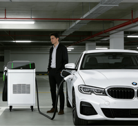 Chargeur EV mobile portable 40kW/60kW/80kW, station de charge rapide DC à 2 pistolets avec protection IP55, interface combinée pour utilisation d'urgence