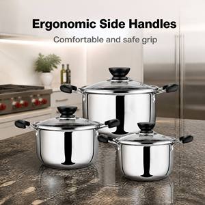 Ensemble cadeau de 5 pièces, batterie de cuisine en acier inoxydable, casserole avec poignée et couvercle transparent - Product Image 2