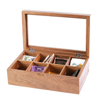 Boîte de rangement à thé en bois massif écologique peinte, coffre à thé en bois avec 8 compartiments
