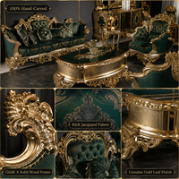 Canapé européen de luxe, meubles de salon classiques vintage, ensembles de canapés en bois massif sculpté et tissu, style classique de luxe