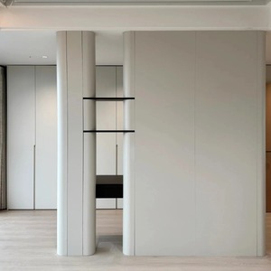 Système de dressing intégré sans joint, design moderne de luxe laqué, armoire autoportante avec bord incurvé pour salle de sport - Product Image 2