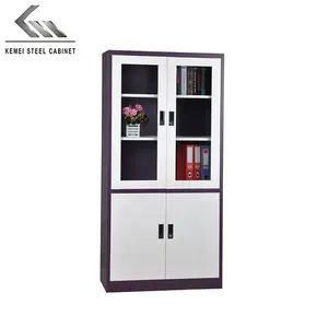 new style metal office furniture purple upper 2 glass door steel filing file storage cabinet