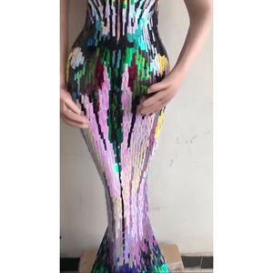 Novance Y1013 Abito Aderente con Strass Scintillanti per Donna, Vestito da Ballo, da Club, per Compleanno, Costume da Sirenetta - Product Image 3