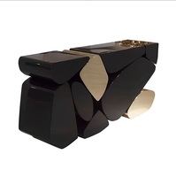 Table console rectangulaire en acier inoxydable et pierre, design moderne et créatif pour salon contemporain, hôtel