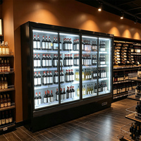 Vitrine réfrigérée verticale commerciale pour supermarché avec porte vitrée, dégivrage automatique, télécommande, économie d'énergie