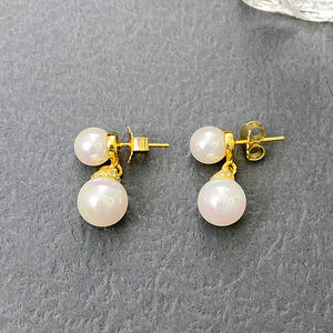 David yurman ต่างหูมุกคู่8 + 10มม. ต่างหูผู้หญิงคุณภาพสูงขายส่ง - Product Image 5