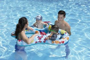 Bouée de piscine double pour bébé et enfant, avec anneau adulte intégré pour deux enfants, pour flotter ensemble - Product Image 4