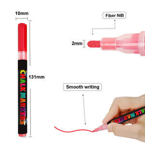 ปากกาชอล์ก KHY ขายดี ราคาส่ง สำหรับเขียนบนผนัง กระจก หรือตู้เย็น ชุดลบได้ หัวปากกาแบบสองด้าน สีชอล์กเหลว - Product Image 2