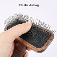 Brosse démêlante pour chien en métal et bois, peigne de toilettage rembourré pour animaux, brosse démêlante pour chat, outil de toilettage rétro