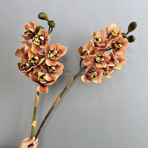 ثمانية رؤوس بيضاء وردية Cymbidium ، ساق لمس حقيقي لحفلات الزفاف المنزل عيد الميلاد عيد الشكر التخرج - Product Image 4