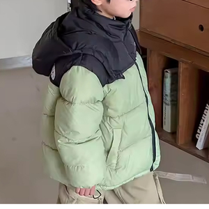 Chaqueta Acolchada Infantil, Ecológica, con Diseño de Patchwork, Ligera, con Cremallera, Impermeable, con Capucha, de Secado Rápido y Transpirable para Invierno - Product Image 5