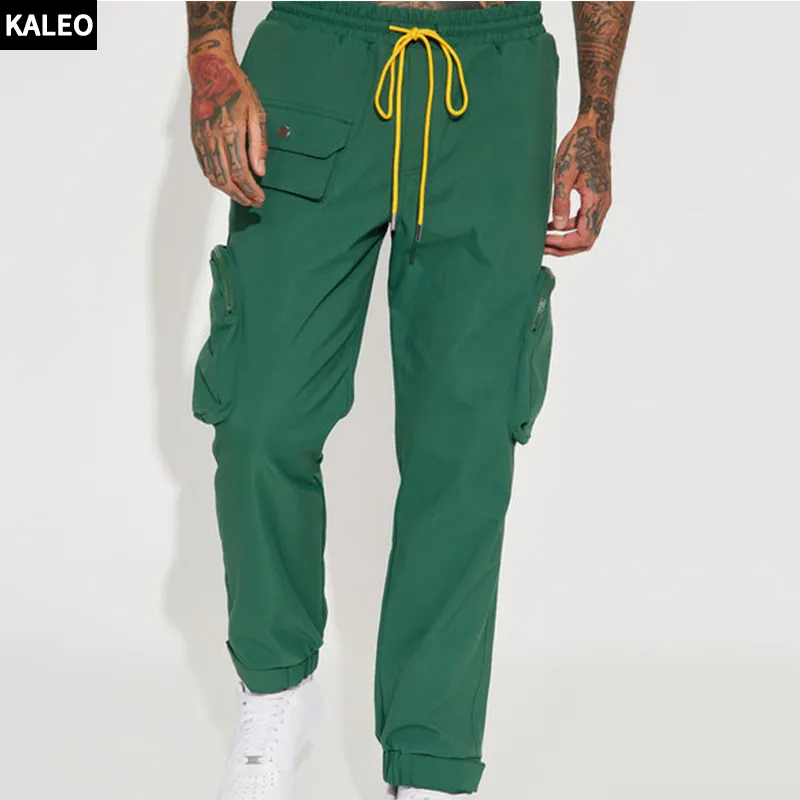 Kaleo Herren Cargo-Hose mit Seitentaschen modische Hosen für Herren Einfarbig Freizeithose