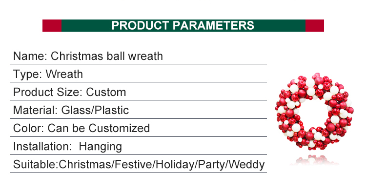 customized Wholesale Promotion Christmas Ball Wreath Decorations Christmas Hanging Ornament Wreath Christmas Garland
