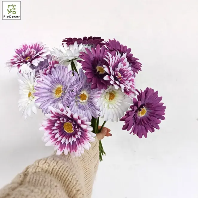 Alta calidad Gerbera Daisy alto grado Artificial seda única flores de crisantemo decoración rústica del Hogar Accesorios de fotografía