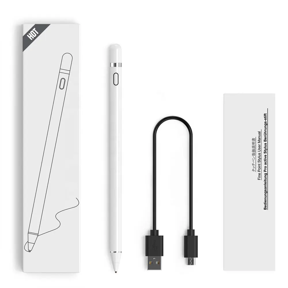 Pena Pintar Layar Sentuh Universal, Pena Stylus I Kapasitif Aktif 2 Dalam 1 untuk Android Apple Tablet Stylus