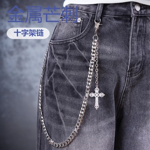 yuelyueli Metal Spiked Cross Waist <b>Chain</b> Zinc Alloy Single Layer Hip Hop Casual Fashion Body <b>Chain</b> - Product Image 1