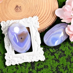 Pierre de palmier sculptée en agate bleue rayée de haute qualité, impression numérique, tendance mode, décoration intérieure, cadeaux de fêtes, vente en gros - Product Image 3