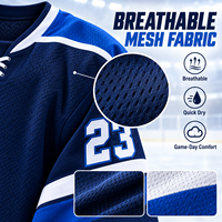 Jersey Hoki Es Kustom Nama Tim dan Nomor yang Dapat Dipersonalisasi, Bahan Mesh Bernapas, Sublimasi, Seragam Tim Hoki untuk Klub dan Liga