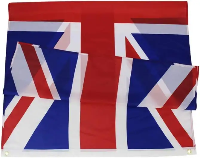 العلم البريطاني التابع للملكة المتحدة المخصص G128 من سلسلة التطريز الخام الخام الخام 300D من البوليستر بمقاس 3 × 5 قدم الأعلام الخارجية باللون الأحمر والأبيض والأزرق
