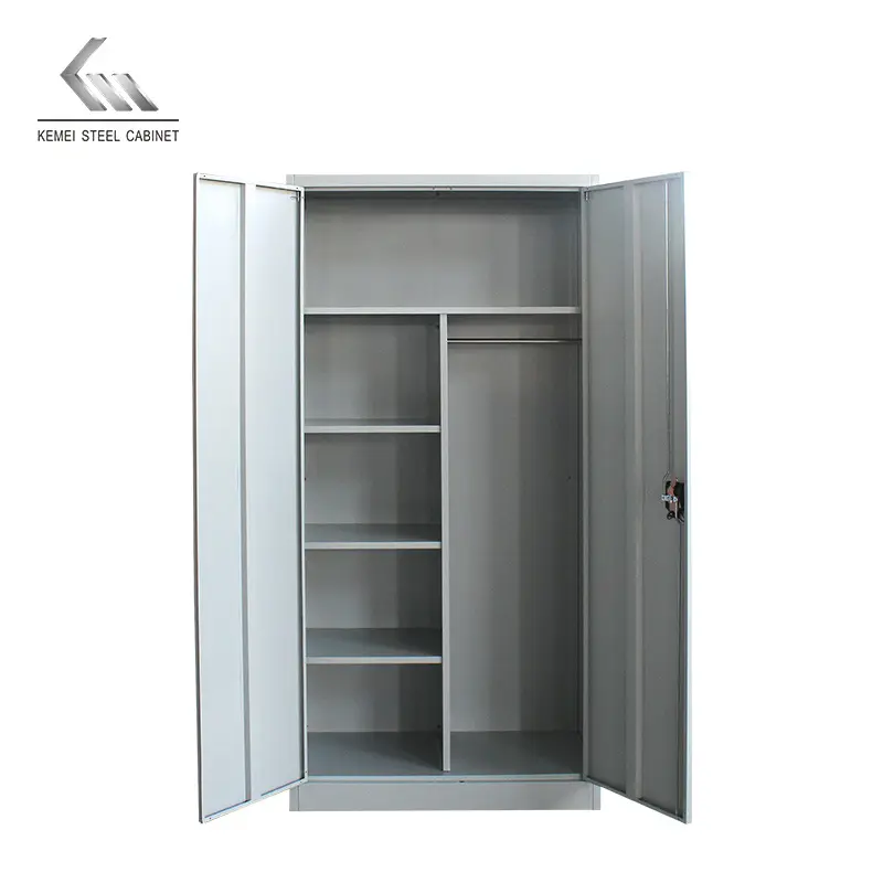 2 doors steel locker cabinet wardrobe with drawer metal storage for school house gym