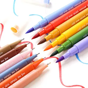 Wholesale school office 24 Colors Dual Tip Markers Watercolour Brush Pens Sets Kids Color Pens Washable