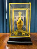 Reloj de Escritorio de Estilo Francés con Péndulo de Tijera, Cúpula de Cristal Cúbica, Movimiento de Fusible, Dorado de 24K