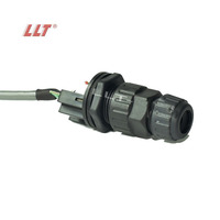 Kabel LLT 8P 8C M19 RJ45 Cat5e Cat6e IP67 IP68 Tahan Air, Konektor RJ45 Pemasangan Panel Depan Dengan Kabel