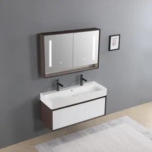Desain baru gantungan dinding kamar mandi ganda vanity floating dual wastafel kabinet vanity untuk wastafel kapal