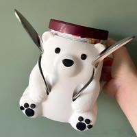 Support à café et à crème glacée personnalisé en forme d'ours polaire imprimé en 3D – Cadeau personnalisé avec design de dessin animé imprimé en 3D