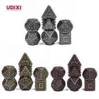 Pour Udixi Logo personnalisable donjons et dragons polyédriques en métal dés RPG ensemble de 7 pièces en gros avec emballage en boîte en métal