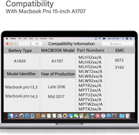 Batterie de remplacement 6680mAh pour ordinateur portable MacBook Pro 15 pouces fin 2016 mi 2017 modèle A1820/A1707 en stock
