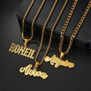 Collar Personalizado con Nombre, de Acero Inoxidable Chapado en Oro de 18K, Estilo Moderno y Exagerado, Unisex, para Envío Directo - Product Image 1