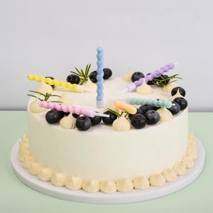 Igh qualité 6 pièces/ensemble Macaron couleur spirale gâteau d'<span class=keywords><strong>anniversaire</strong></span> <span class=keywords><strong>bougies</strong></span> d'allumage avec support pour la décoration de mariage bébé enfants fête - Product Image 5